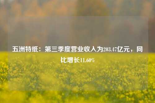 五洲特纸：第三季度营业收入为203.47亿元，同比增长11.60%-第1张图片-第一财经