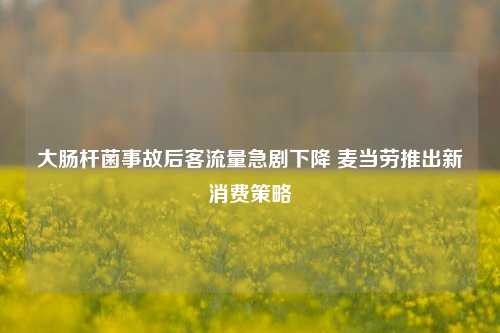 大肠杆菌事故后客流量急剧下降 麦当劳推出新消费策略-第1张图片-第一财经