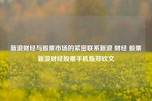 新浪财经与股票市场的紧密联系新浪 财经 股票新浪财经股票手机版郑钦文-第1张图片-第一财经