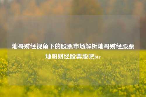 灿哥财经视角下的股票市场解析灿哥财经股票灿哥财经股票股吧btc-第1张图片-第一财经