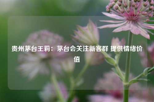 贵州茅台王莉：茅台会关注新客群 提供情绪价值