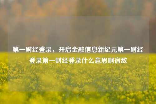 第一财经登录，开启金融信息新纪元