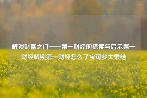 解锁财富之门——第一财经的探索与启示第一财经解锁第一财经怎么了宝可梦大集结