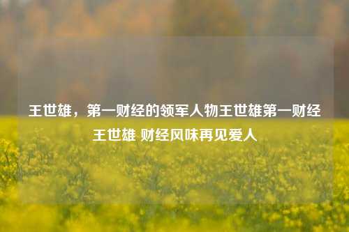 王世雄，第一财经的领军人物王世雄第一财经王世雄 财经风味再见爱人