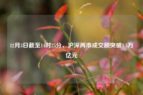 12月3日截至14时25分，沪深两市成交额突破1.5万亿元