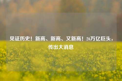 见证历史！新高、新高、又新高！26万亿巨头，传出大消息