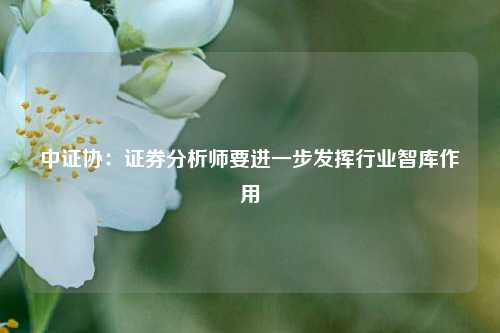 中证协：证券分析师要进一步发挥行业智库作用