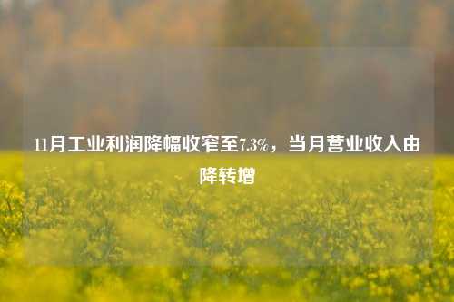 11月工业利润降幅收窄至7.3%，当月营业收入由降转增