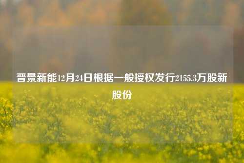 晋景新能12月24日根据一般授权发行2155.3万股新股份